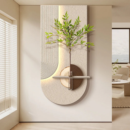 Entrance LED Wall Lamp Decoration Vase Stereoscopic Green Plant Corridor Hallway Modern Hanging Painting Living Room Mural Light