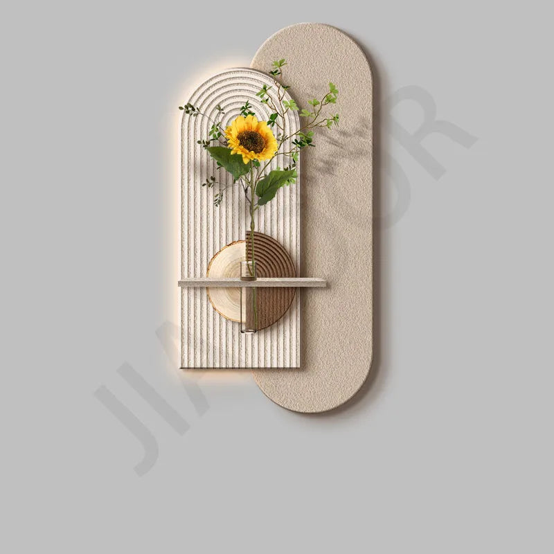 Entrance LED Wall Lamp Decoration Vase Stereoscopic Green Plant Corridor Hallway Modern Hanging Painting Living Room Mural Light
