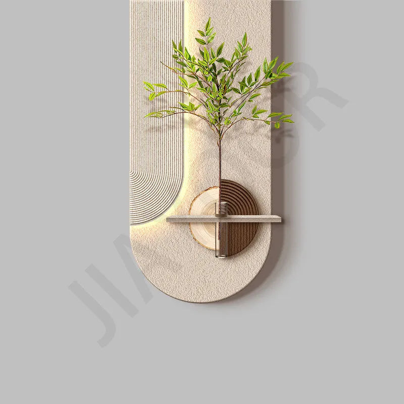 Entrance LED Wall Lamp Decoration Vase Stereoscopic Green Plant Corridor Hallway Modern Hanging Painting Living Room Mural Light